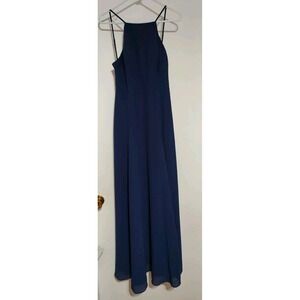 Celebrate DB Studio Formal Gown Ladies 8 Navy Lined Spaghetti Strap Halter Style